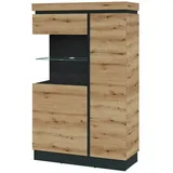 Die Möbelfundgrube Vitrine Corte 104 x 164 x 40 cm Grau