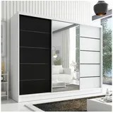 A&J MöbelLand Schiebetürenschrank AURELIA 2 200 x 0 x 0 cm Weiß/Schwarz