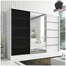 A&J MöbelLand Schiebetürenschrank AURELIA 2 200 x 0 x 0 cm Weiß/Schwarz