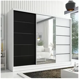 A&J MöbelLand Schiebetürenschrank AURELIA 2 200 x 0 x 0 cm Weiß/Schwarz