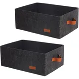 Unictop Filz Aufbewahrungsbox,2er Set Stabiler Filzkorb,Faltbar, mit Zwei Weichen Griffen,für Kleidung, Handtücher, Accessoires und Kinderspielzeug aufzubewahren