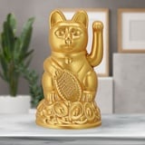 Winkekatze gold 12cm Glückskatze Katze asiatisch batteriebetrieben Glücksbringer Dekokatze - Braun