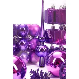 Brubaker 101-teiliges Set mit Baumspitze Christbaumschmuck Lila