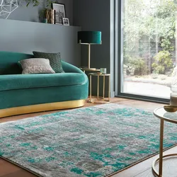 Kadima Design `Dee` Abstrakte Kunst-Teppiche in Premium-Qualität. Farbe: Grün-Grau, 120x170 cm