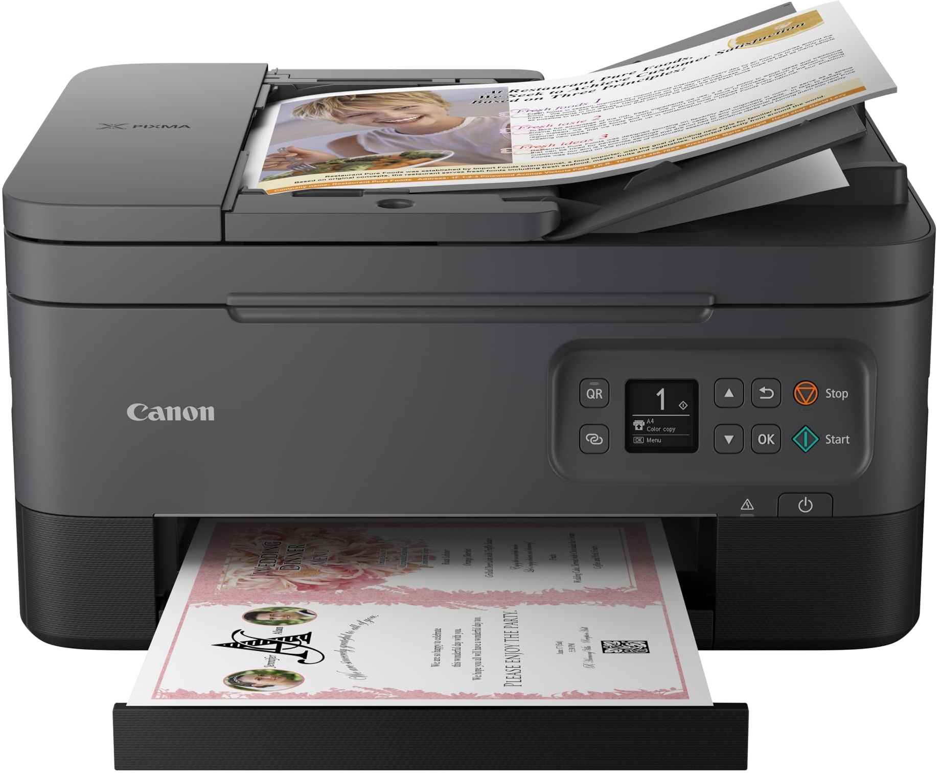 Canon PIXMA TS7450a Multifunktionsdrucker (Scanner, Kopierer, Fotodrucker, 3,7 cm OLED, 4.800 x 1.200 DPI, USB, WLAN, Print App, Duplexdruck, 2 Papierzuführungen), Schwarz, Normal