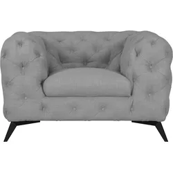 Chesterfield-Sessel LEONIQUE "Glynis Sessel", grau, B:125cm H:75cm T:97cm, Struktur (100% Polyester), Samtoptik (100% Polyester), Sessel, aufwändige Knopfheftung, moderne Chesterfield Optik, Fußfarbe wählbar