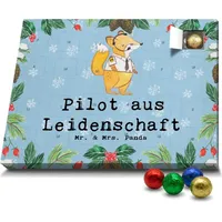 Mr. & Mrs. Panda Schoko Adventskalender Pilot Leidenschaft - Blau Pastell - Geschenk, Durchsage, Cockpit, Mitarbeiter, Flugkapitän, Danke, Kollegin - Blau