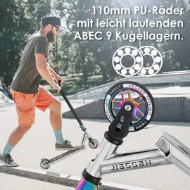 Kesser KESSER® Stunt Scooter X-Limit-Pro 360° Lenkung Funscooter Stuntscooter mit Ständer ABEC 9 Kugellagern, 110 mm PU Räder Kickscooter Tretroller Cityroller Trick Roller für Kinder Erwachsene