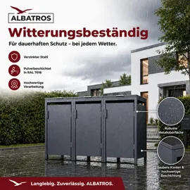 Albatros Mülltonnenbox 3er Hauswandversion 204 cm grau