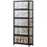 errtsdb 70x33x172cm vitrine Glas, 5 Schicht vitrinenschrank, vitrine glasvitrine stehend vitrinenschrank Wohnzimmer vitrine acryl für Schlafzimme Eckvitrine, Schwarz/Von Allen Seiten transparent