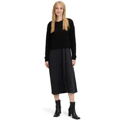 Druckkleid VERA MONT "Vera Mont Casual-Kleid zweiteilig", Damen, Gr. 44, Normalgrößen, schwarz, Strick, Satin, Obermaterial: 100% Polyester., modisch, lässig geschnitten lang, Rundhals, Langarm, Kleider, Materialmix