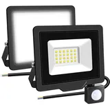 RIGIDON 2x 20W 2000LM Aussenleuchte Bewegungsmelder Led Strahler, Außen Led Lampe, 6000K Kaltweiß Led Flutlicht Außenleuchte, Wasserdicht Außen-Leuchte Flutlicht Für Garten Garage Carport Hauswand