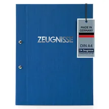 Goldbuch Zeugnismappe Colours, A4, mit Schraubverschluss und 12 Sichttaschen, Mappe Erweiterbar, Ordnungsmappe Einband in Leinenoptik , Orgamappe Blau,
