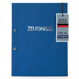 Goldbuch Zeugnismappe Colours, A4, mit Schraubverschluss und 12 Sichttaschen, Mappe Erweiterbar, Ordnungsmappe Einband in Leinenoptik , Orgamappe Blau,