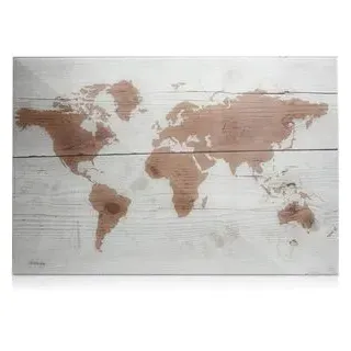 Navaris Glas-Magnettafel Memoboard Worldmap, 60 x 90 cm, braun mit Weltkarte