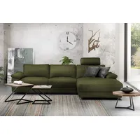KAWOLA Sofa LOLA Ecksofa XL moosgrün mit motorischer Relaxfunktion Recamiere rechts