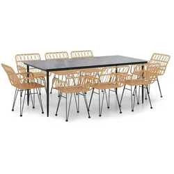 vidaXL 9-tlg. Garten-Essgruppe Poly Rattan