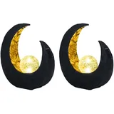 Nowa Gartendeko Solarlampen für Außen Outdoor Balkon Deko schwarz gold Mond Glaskugel, 1x led, LxBxH 29,4x9x30,5 cm, 2er Set
