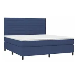 vidaXL Boxspringbett mit Matratze & LED Blau 160x200 cm Stoff