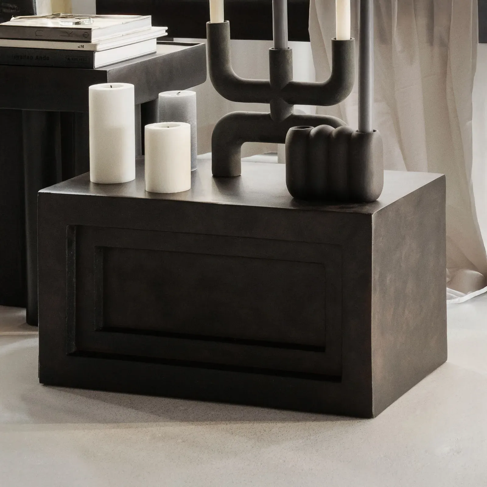 Zubehör 101 COPENHAGEN, Podium, Braun / Rost, für Wohnzimmer, Beton, Design - 30 - 30 - 55