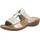 Rieker Pantolette RIEKER, Damen, Gr. 38, beige (creme), Lederimitat, metallic, Schuhe, Sommerschuh, Strandschuh, Klettschuh mit Perforation