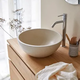Tikamoon Rundes Waschbecken Micha aus Terrazzo Cream