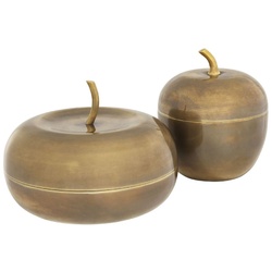 Casa Padrino Luxus Aufbewahrungsboxen Set mit Deckel in Apfelform Vintage Messing - Luxus Deko Accessoires