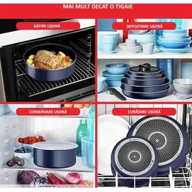 Tefal Ingenio Easy Cook & Clean Kochgeschirr-Set, 10-teilig, Blau, L1579102