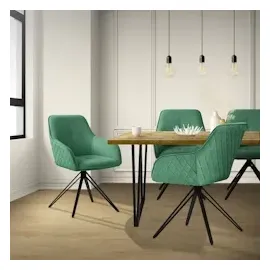 ML-Design Esszimmerstühle drehbar 2er Set Textil Webstoff Grün Wohnzimmerstuhl