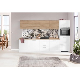 Held MÖBEL Küchenzeile »Visby«, mit E-Geräten, Breite 300 cm inkl. Kühlschrank, weiß