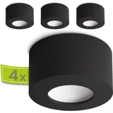 linovum 4 Stück TASI Decken Aufbauspot LED schwarz matt - Aufbaustrahler flach rund 6W warmweiß - Aufputz Spot mit runder Leuchtfläche