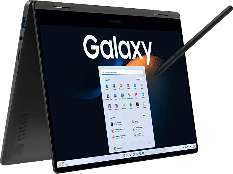 SAMSUNG Galaxy Book3 360°, Notebook, mit 13,3 Zoll Display Touchscreen, Intel® EvoTM Plattform, CoreTM i5 i5-1340P (Evo) Prozessor, 8 GB RAM, 256 SSD, Iris® Xe, Graphite, Windows 11 Home (64 Bit)