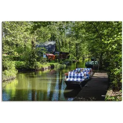 Leinwandbild ARTLAND "Kahn im Spreewald in Lehde", grün (farbe bild(er): grün), B:90cm H:60cm, Canvas, Leinwand, Bilder, auf Keilrahmen gespannt