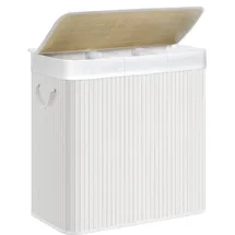 Songmics Wäschekorb mit Deckel 150L weiß