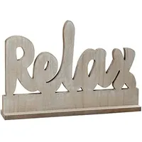 BigBuy Home Holzschild Relax, Grau, groß