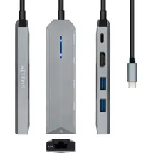 AISENS Docking USB-C 3.2 5 in 1 Multiport Grau,