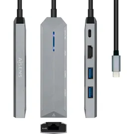 AISENS Docking USB-C 3.2 5 in 1 Multiport Grau,