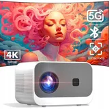 Mini Projektor A11 1080P 4K Wi-Fi Bt5.0 5G 300 Zoll Zuhause, ±60° Korrektur - Weiß