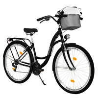 MILORD BIKES Cityrad Milord City Fahrrad Korb Damenfahrrad, 28/26 Zoll, Schwarz, 21-Gang, 21 Gang, Kettenschaltung schwarz