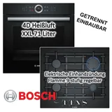 Bosch Herdset Bosch Backofen EcoClean Direct mit Gas-Kochfeld schwarzem Hartglas - autark, 60 cm