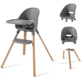 Twistshake Babyhochstuhl – Grau | Aus Buchenholz | Abnehmbares Tablett – 5-Punkt-Gurt – leicht | Babyhochstuhl mit Fußstütze | Kinderhochstuhl | Ideal für 6–36 Monate oder bis zu 15 kg