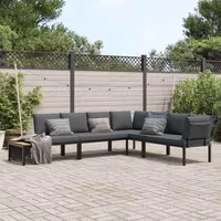 vidaXL 4-tlg. Garten-Sofagarnitur mit Kissen schwarz