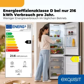 Exquisit KGC5400-130-NF-040D Kühl-Gefrierkombination (400 l, 1860 mm hoch, Grau)