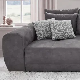 luma-home schönes für dein zuhause Big Sofa XXL B306/T134/H86 cm, bequeme Lounge Couch mit hochwertiger Federkernpolsterung, viele Kissen, Liegefläche 120 cm x 240 cm, angenehmer Mikrofaserstoff-Bezug in Grau