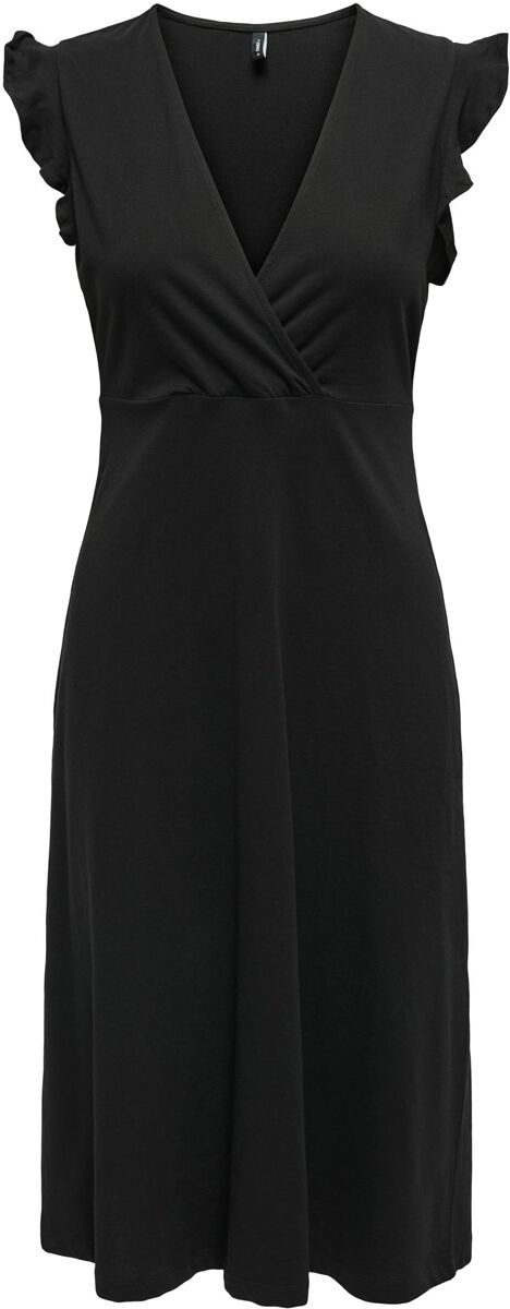 Only Kleid knielang - Onlmay Life S/L Wrap Midi Dress - XS - für Damen - Größe XS - schwarz - XS