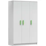 Deine Möbel 24 Kinderkleiderschrank, Weiß, Grün, Holzwerkstoff, 120x192x50 cm, Kinder- & Jugendzimmer, Kindermöbel, Kinderkleiderschränke