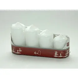 4er Stumpenkerzen gestuft 4cm x 6,7,8,9 cm Weiß