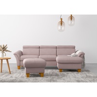 Ecksofa HOME AFFAIRE "Lindgren" Sofas Gr. B/H/T: 258 cm x 84 cm x 169 cm, Chenille, Recamiere rechts, ohne Bettfunktion mit einklappbaren Rollen-ohne Bettkasten-ohne Rela x funktion motorisch im Recamiere-ohne Kopfteilverstellung-ohne Federkern, rosa (rose) Ecksofas