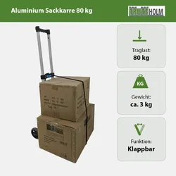 Baumarktplus Aluminium Sackkarre klappbar 80 kg Traglast geringes Eigengewicht