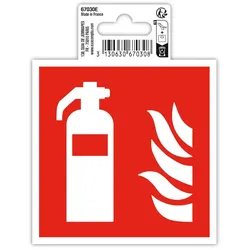 Exacompta 67030E Hinweisschild, Feuerlöscher, PVC, selbstklebend und rutschfest, 10x10 cm - Rot
